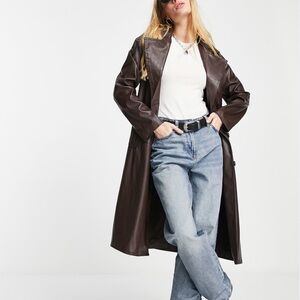 Bershika Faux Brown Leather Women's Coat